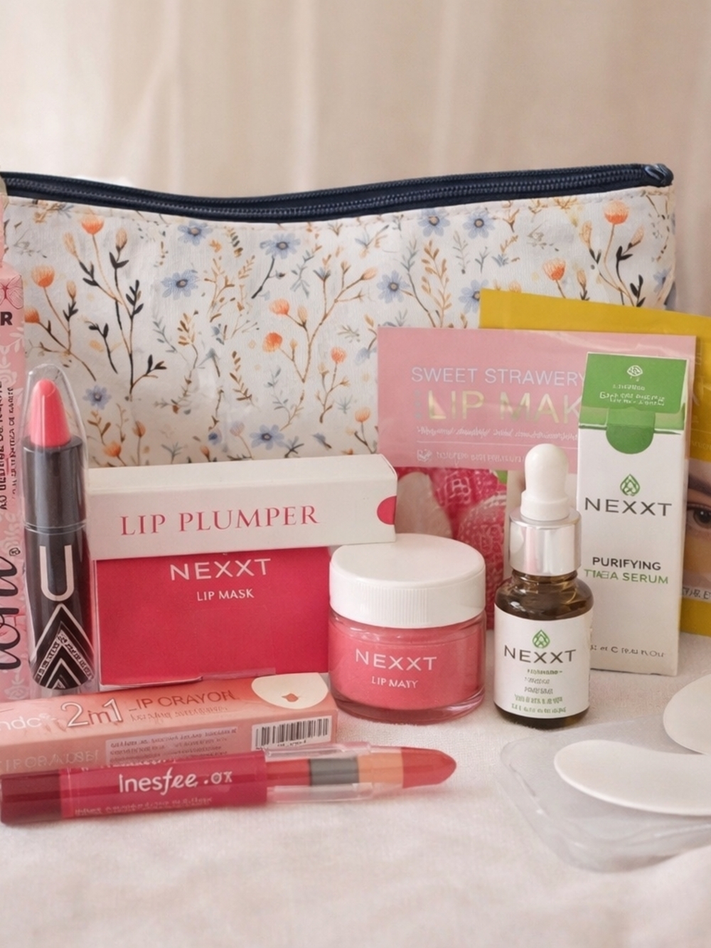 Lip Bundle Beauty Set w/ Nexxt Lip Mask Plumper + Makeup Bag 💄